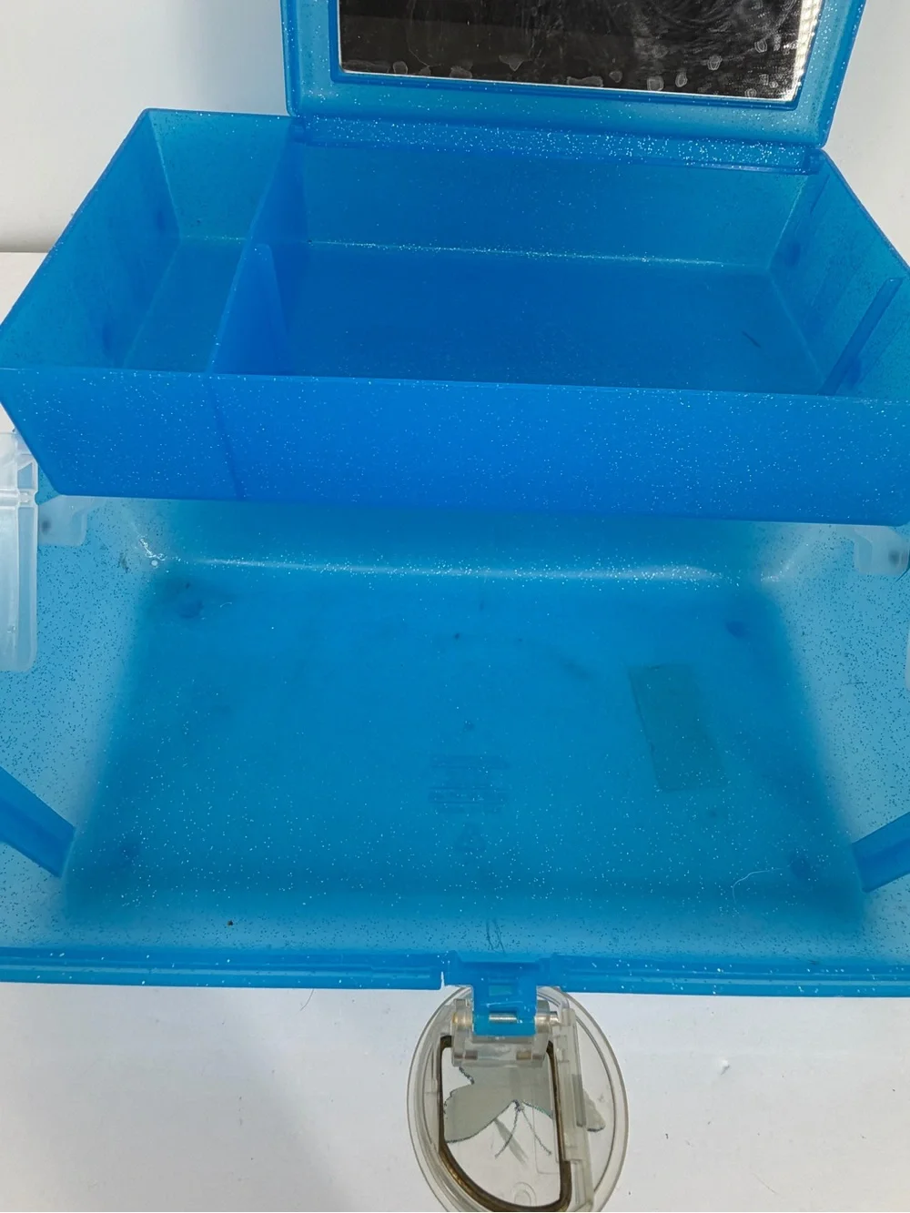Caboodles Liquid Metallic 2622 Blue GLITTER Makeup Case Organizer Butterfly